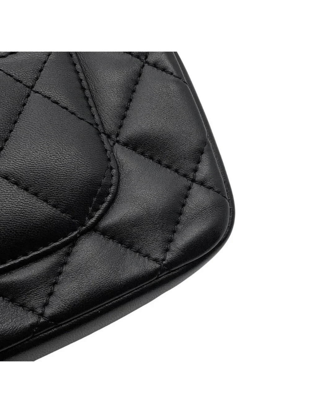 Chanel Chain Shoulder Bag Mini Quilted CC Logo Lambskin Black